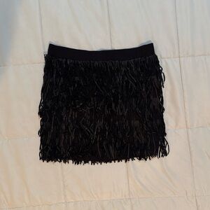 Western Black Fringe Mini Skirt